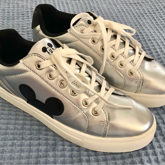 Disney Silver Metallic Sneakers with Black Mouse Ears - Picture 5 of 14